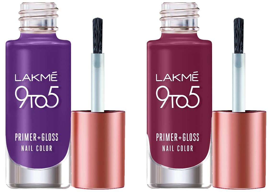 Lakmé 9 To 5 Primer + Glossy Finish Nail Colour 6 ml & 9To5 Primer + Glossy Finish Nail Colour 6 ml Combo