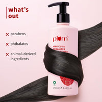 Plum Hibiscus & Ceramides Long & Healthy Shampoo | Hydrates & Conditions Hair, Prevents Split Ends |Contains Hibiscus Extracts, Ceramides | SLS & Paraben Free| 100% Vegan | 250ml