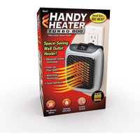 Ontel Handy Heater Turbo 800 Wall Outlet Small Space Heater with Adjustable Thermostat, Programmable 12-Hour Timer, Auto Shut Off - Quiet & Space-Saving Ceramic Mini Heater