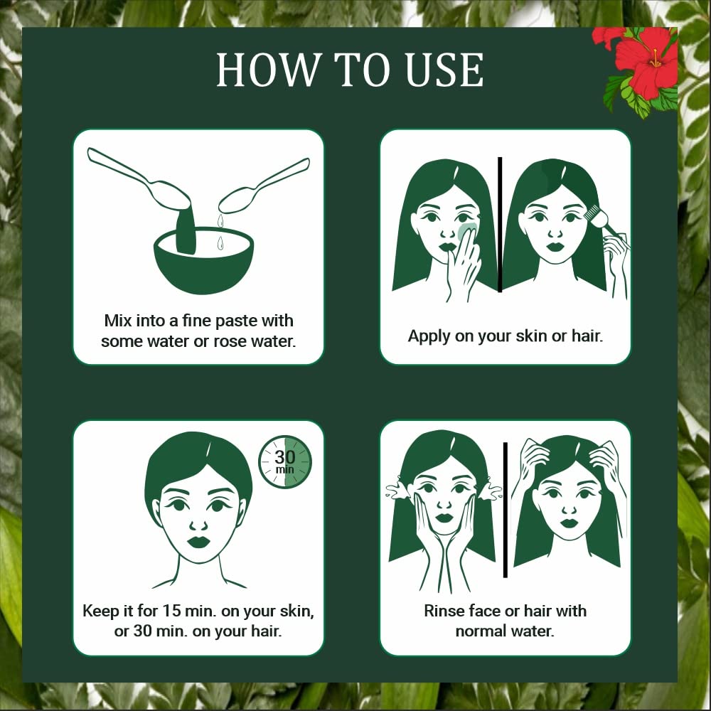 INDUS VALLEY Bio Organic Natural Hibiscus Powder For Dry Hair| Rosa-Sinensis With Herbal Henna Powder Set Of 2 For Hair Care (100G*3=300G), 2 Count