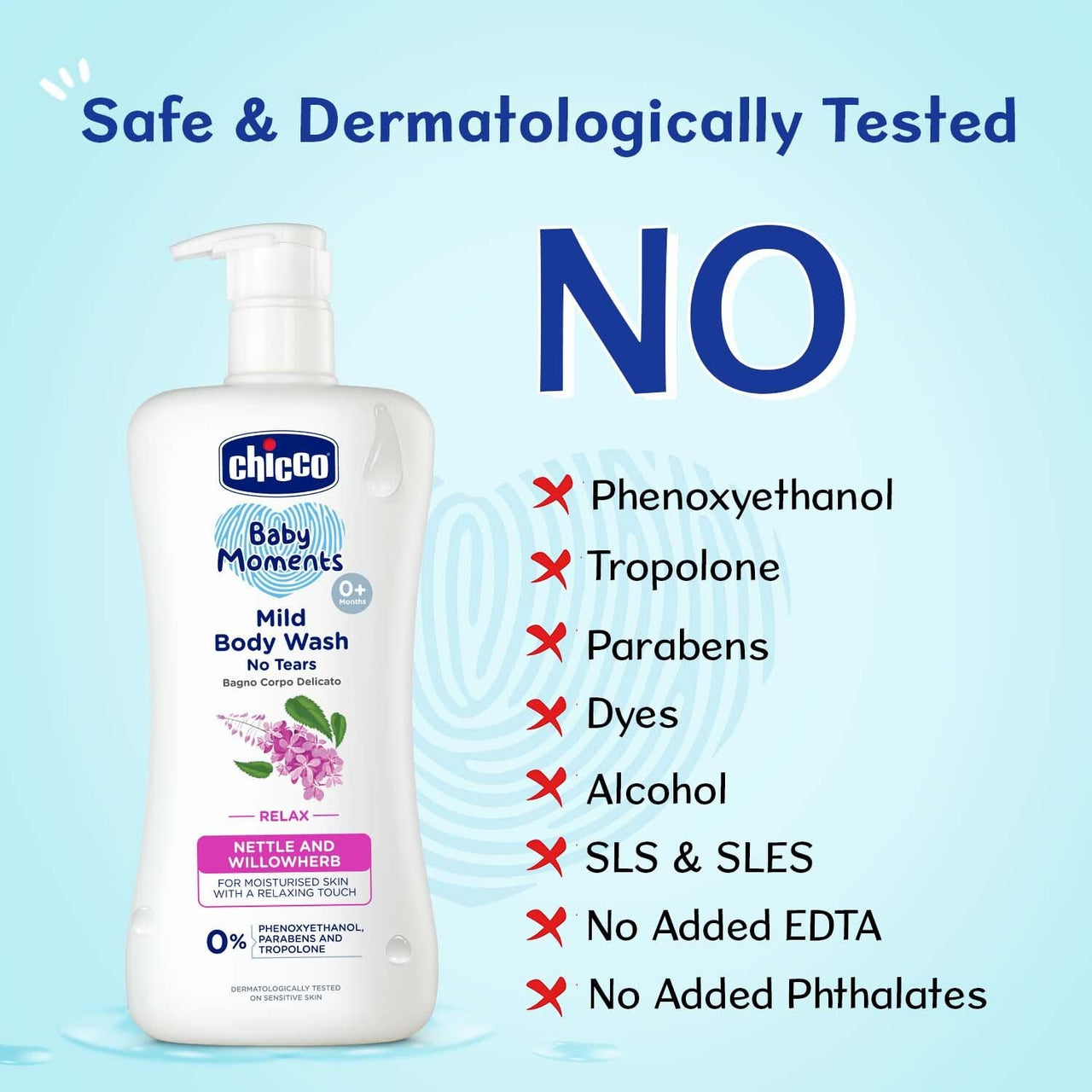 Chicco Baby Moments Mild Gel Body Wash - Relax, 200Ml | With Nettle & Willowherb | No Tears Formula With Natural Ingredients For Moisturized Skin|Phenoxyethanol, Parabens & Lauryl Sulphates Free