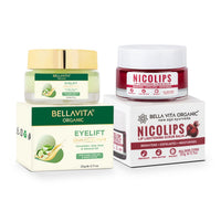 Bella Vita Organic Dark Spots Removal Combo with NicoLips Lip Scrub Balm Brightening Dark Lips for Men and Women (20gm) - Under Eye Cream for Dark Circles for Women & Men with Vitamin E (20gm)