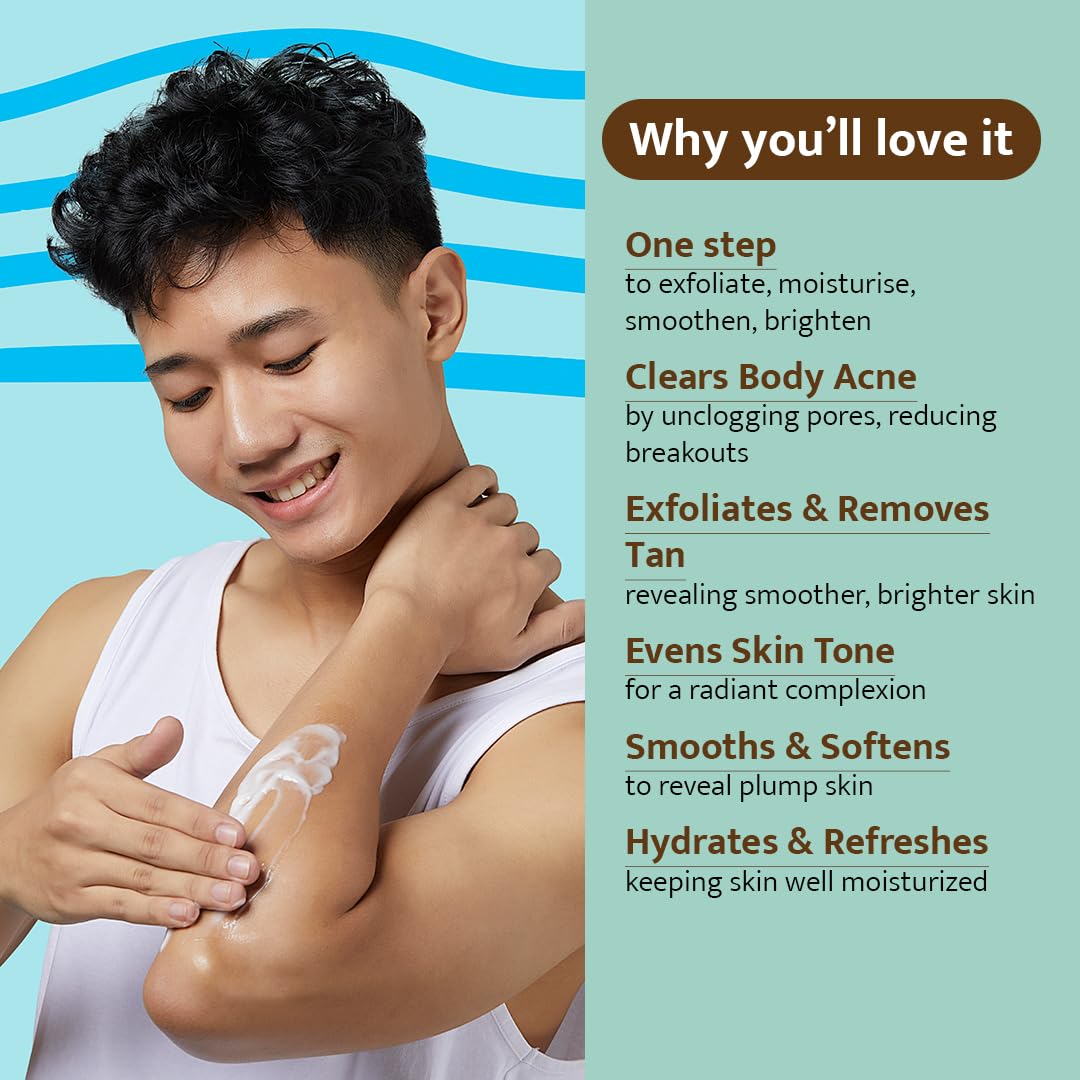 Peach and Musk 2% Salicylic Acid Brightening Soap Free Body Wash, with AHA+BHA and Niacinamide Smoothens Rough & Bumpy Skin, Removes Body Acne & Tan, Daily Use Shower Gel for Men and Women - 200ml