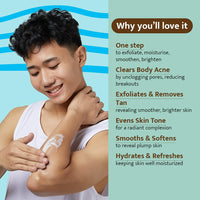 Peach and Musk 2% Salicylic Acid Brightening Soap Free Body Wash, with AHA+BHA and Niacinamide Smoothens Rough & Bumpy Skin, Removes Body Acne & Tan, Daily Use Shower Gel for Men and Women - 200ml