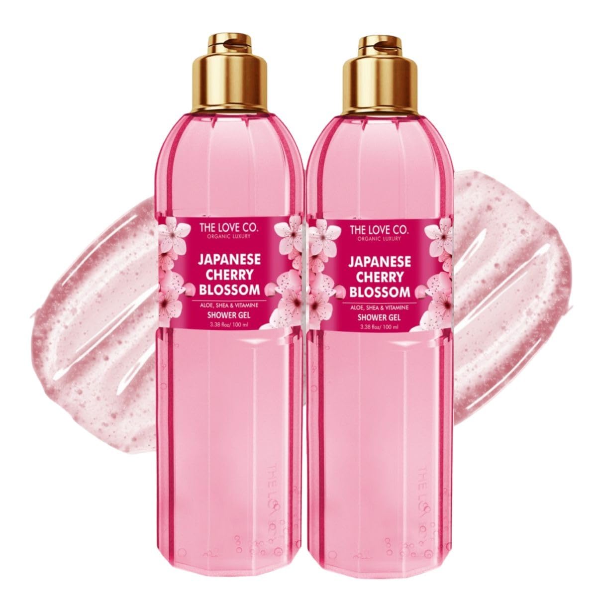THE LOVE CO Japanese Cherry Blossom Shower Gel | Aloe & Vitamin E for Hydration & Skin Nourishment | 100% Vegan & Paraben-Free | Luxurious, Long-Lasting Fragrance | For Women & Men (100ml Pack of 2)