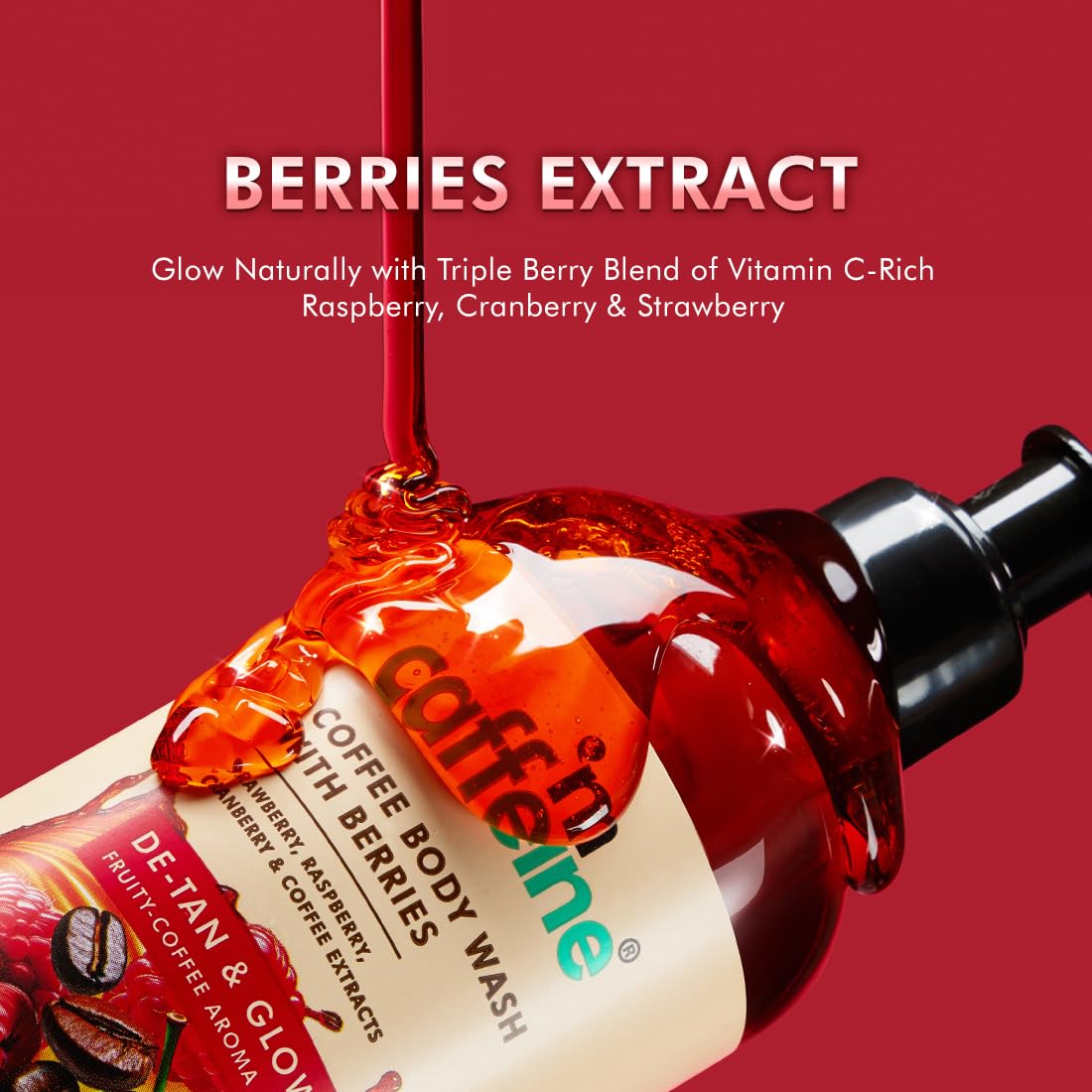 mCaffeine Coffee Body Wash With Berries | Tan Removal & Deep Cleansing | Vitamin C Rich Berries for Glowing Skin | Nourishes & Softens Skin | Fruity Fragrance Shower Gel for Men & Women - 300ML
