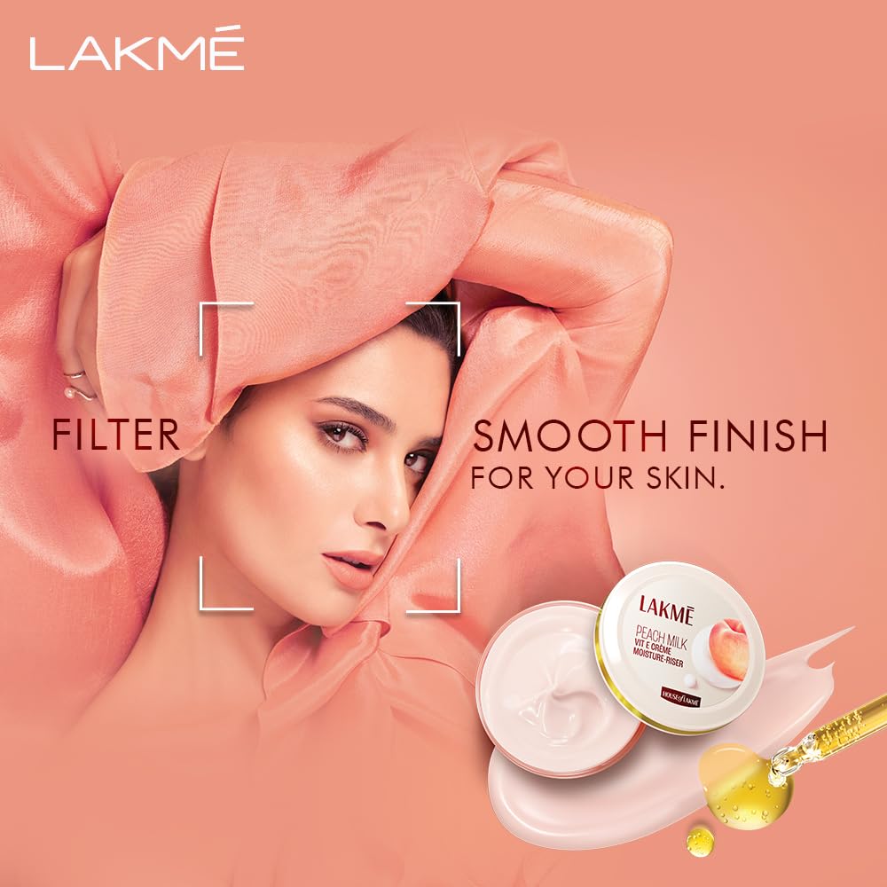 Lakmé Peach Milk Soft Crème Light Moisturizer for Face 300 g, Daily Lightweight Face Lotion with Vitamin E for Soft Skin- Non Sticky 24h Moisture