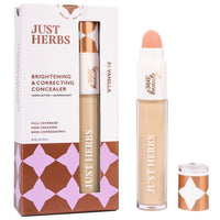 Just Herbs Concealer for Face Makeup With Liquorice Root Dewy Finish, Full Coverage Ultra Blendable Dark Circle Spot Brightening and Correcting Concealer 6ml (Vanilla)