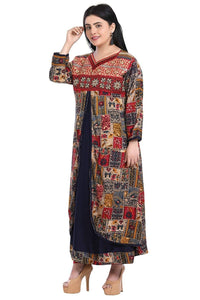 Zen Women's  A-Line Rayon Embroidered Kurta Plus Size 48-58 (Size up to 9XL)