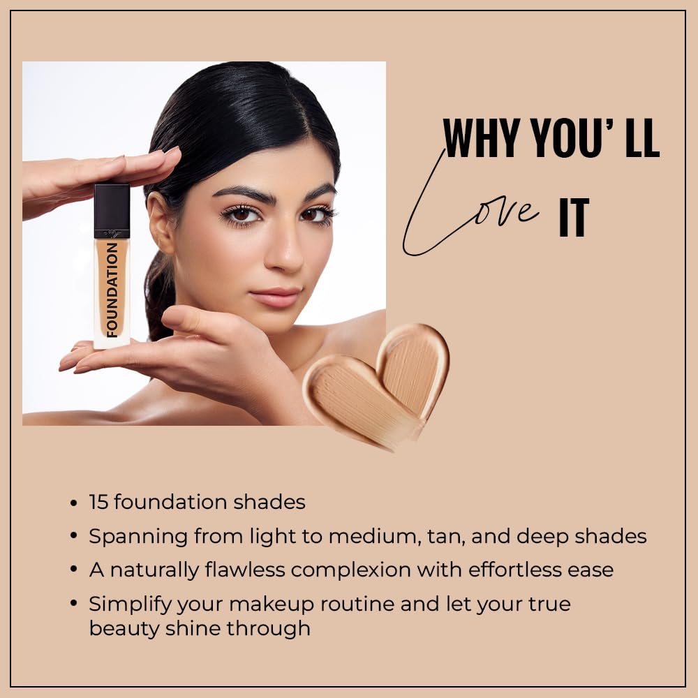 Daily Life Forever52 Coverup Foundation | Natural Matte Finish, Long-Lasting Full Coverage Liquid Foundation (Maron-30.3, 30ml)