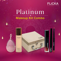 FLiCKA Wedding & Anniversary Gift Makeup Box Combo Pack | Flawless Foundation, Beauty Blender, Set & Attack Lipsticks, Be Bold Eyeliner, Lipliner, Vanity Box | Best Gift hamper for Sister, Girlfriend, Wife, Mother
