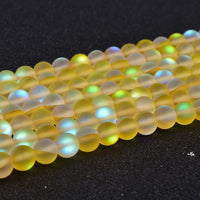 Asingeloo 48PCS 8mm Natural Yellow Mystic Aura Quartz Gemstone Frosted Matte Titanium Round Loose Spacer Beads 15 inch Full Strand Crystal Healing Power Quartz