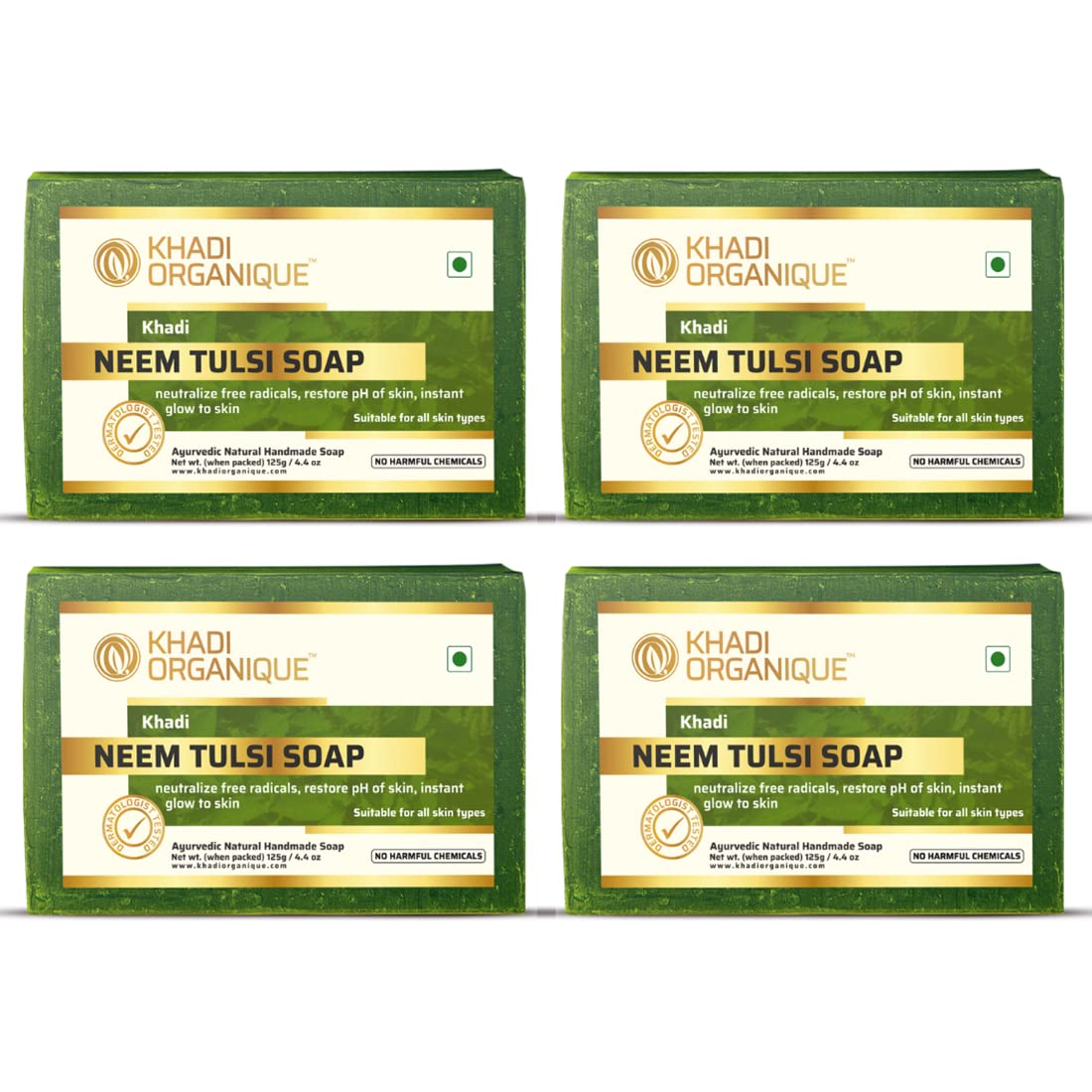 Khadi Organique Natural Herbal Neem & Tulsi Soap Pack of 4