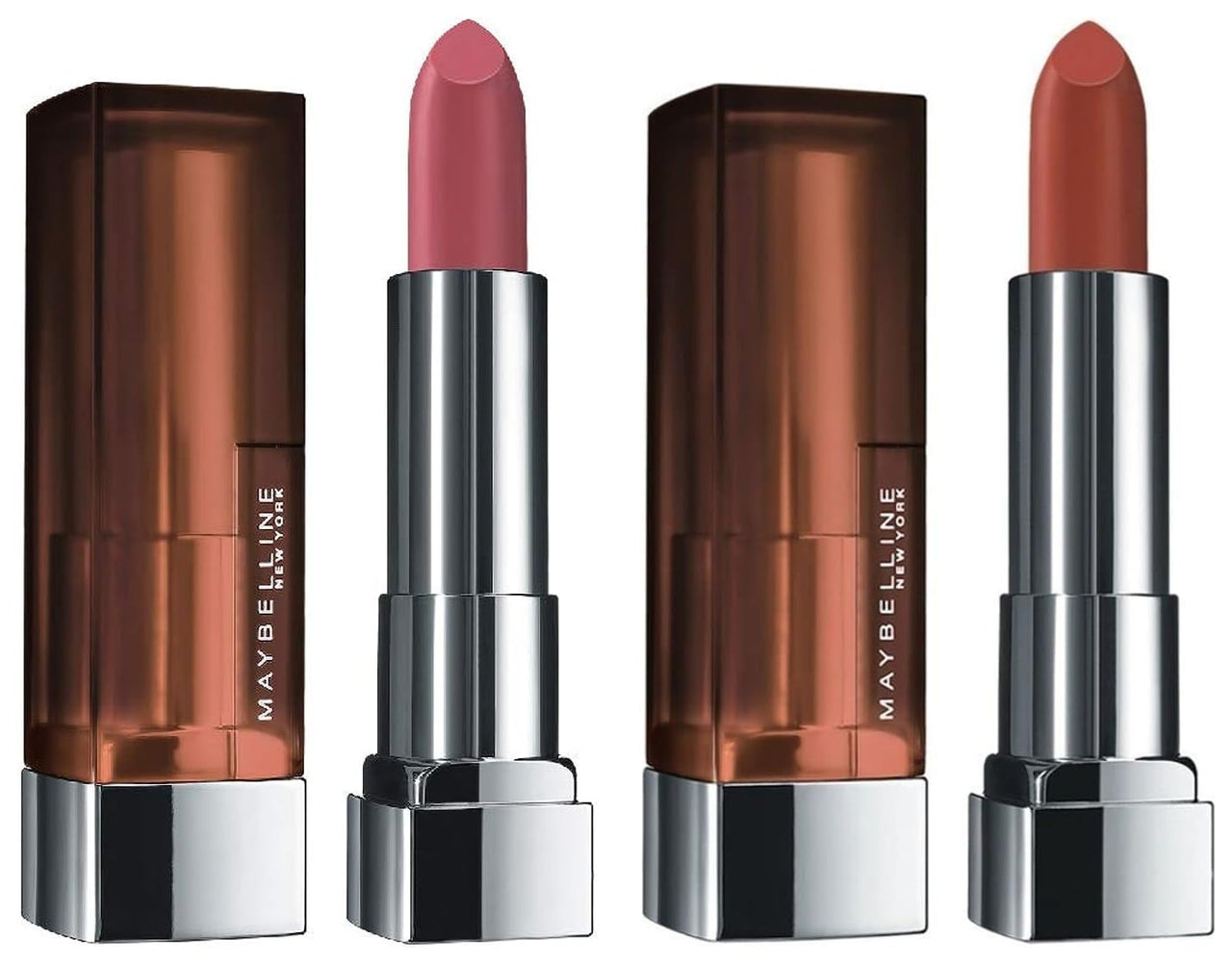 Maybelline New York Matte Lipstick - Intense Colour 673 Midtown Pink & Color Sensational Creamy 660 Touch of Spice, 3.9g