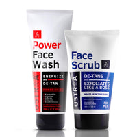 Ustraa De-Tan Face Scrub for Men, 100g | Exfoliation & Effective Tan Removal | No SLS & Power Face Wash - 200g - Energize & De-Tan | Helps Effectively Remove Tan, Brightens Skin