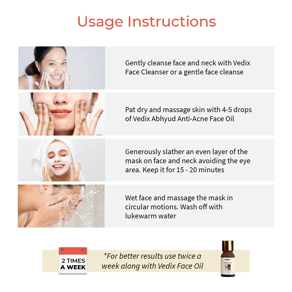 Vedix Customized Face Pack - Avasya Clarifying Clay Mask For Acne Prone Skin With Kumari + Tea Tree + Kaolin