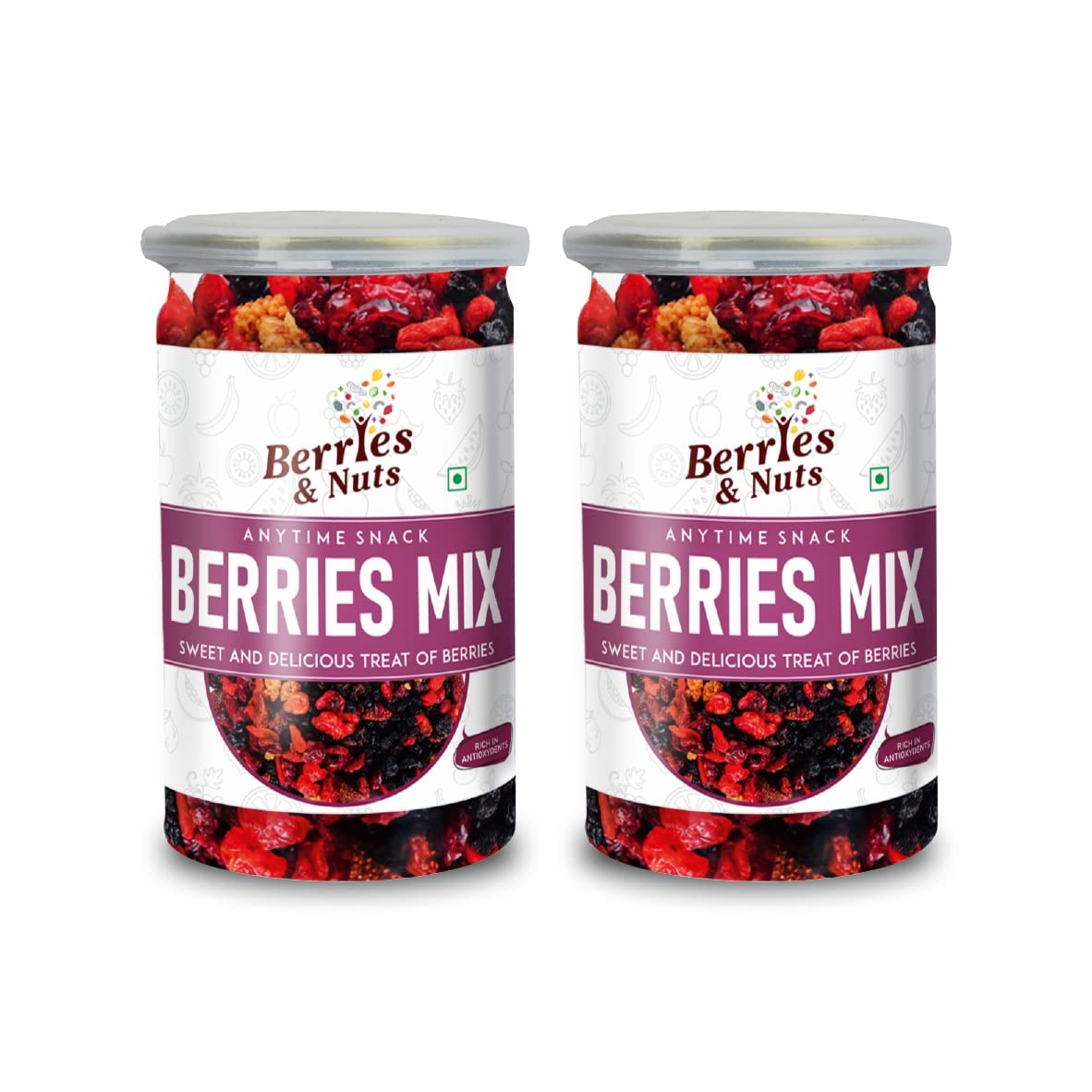 Berries And Nuts Super Berries Mix | Dried Mixed Berries, High in Antioxidants | Cranberries, Blueberries, Gojiberries, Blackberries, Raspberries, Strawberries | 400 Grams | 2 Bottles of 200 Grams