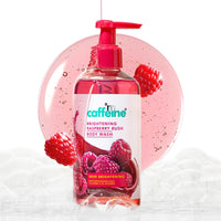 mCaffeine Brightening Body Wash - 300 ml with Fruity Raspberry Fragrance | De-Tans & Deep Cleanses with Vitamin C Rich| 5% Glycerin for Hydrated & Soft Skin | Fragrance Shower Gel for women and men