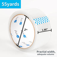 Art3d 6 Rolls Carton Sealing Tape Heavy Duty, Clear Packing Tape, 1.88