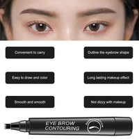 ZEYFLEEB 4 Point Eyebrow Pencil Black,Waterproof Microblading Eyebrow Pencil with a Micro-Fork Tip Applicator Creates || Black Fine Sketch Liquid Eye Brow Tattoo Tint Pen