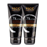 VLCC 7X Ultra Whitening & Brightening Charcoal Peel Off Mask - 100g X 2 | Vitamin E, & Lemon Peel Oil | Deep Cleanses & Reduces Blackheads, & Dark Spots