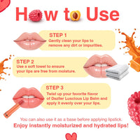 Dazller Luscious Lipbalm, 4G, Lip Bonanza Pack of 4, Lip Care Essential, Glossy Tint, Soft And Nourished Lips All Day, No Lip Discolouration, Vegan & Cruelty-Free, Multicolor