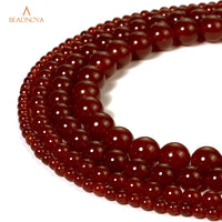 BEADNOVA Red Agate Beads Natural Crystal Beads Stone Gemstone Round Loose Energy Healing Beads with Free Crystal Stretch Cord for Jewelry Making (6mm, 62-64pcs) 6mm 02) Red Agate Round Beads