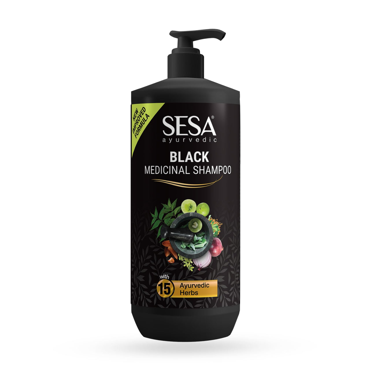 Sesa Ayurvedic Medicinal Shampoo 1 Lt Hairfall Control Anti Dandruff Shampoo Infused with 15 Ayurvedic Herbs Smooth & Shiny Hair For Men & Women, 1000 ml