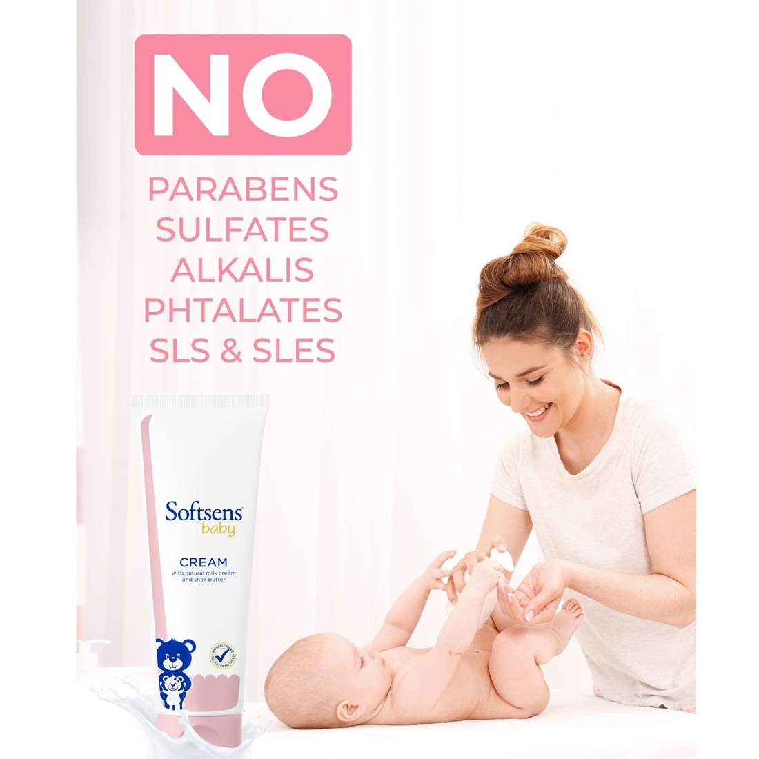 Softsens Baby Rich Moisturising Cream | Enriched with Natural Milk Cream and Shea Butter | Dermatalogically Tested, Hypoallergenic & Paraben Free 100g (Pack of 2)