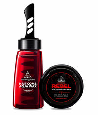 Urbangabru Hair Comb Aqua Wax - The Devil Edition - 260 ML & Rebel Hair Wax 85 GM - Men's Grooming Combo Kit