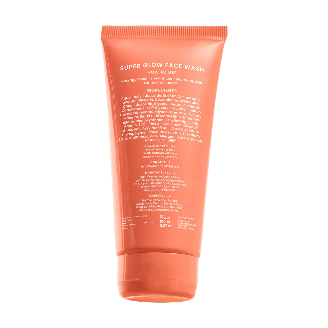 Foxtale Vitamin C Super Glow Face Wash with Papaya enzyme | Reduces Tan | Boosts Glow | Gently Exfoliates & Brightens Skin | Reduces Pigmentation | Face Wash for Men & Women- 150ml