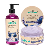 mCaffeine Blueberry Blast Detan & Cleanse Duo for Glowing Skin| Deep Cleanses, Exfoliates, Nourishes| Blueberry Body Wash - 300ml & Bluberry Scrub - 175 g | Fruity Blueberry Aroma for Men & Women