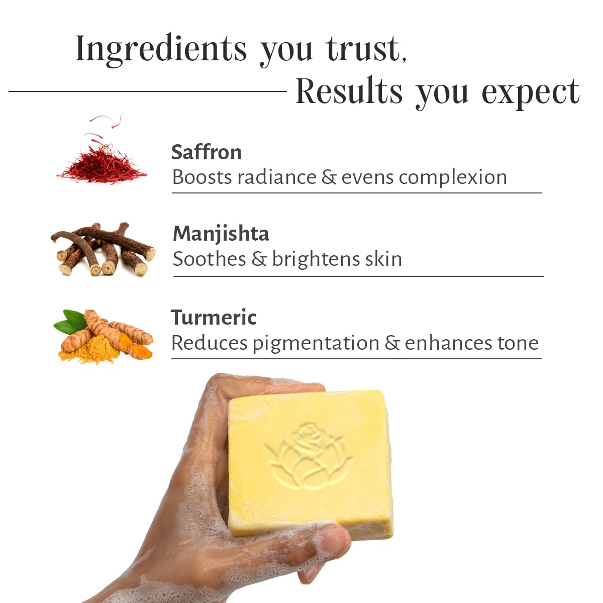 Shankara Brightening Body Bar – Saffron & Turmeric | pH-Balanced Bar Soap for Face and Body | Plant-Based, Cruelty-Free | Natural Bathing Bar with Manjishta and Aloe Vera | 100g