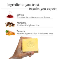 Shankara Brightening Body Bar – Saffron & Turmeric | pH-Balanced Bar Soap for Face and Body | Plant-Based, Cruelty-Free | Natural Bathing Bar with Manjishta and Aloe Vera | 100g