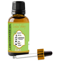 Indus Valley 100% Pure Natural & Organic, Undiluted lemongrass Essential Oil with Glass Dropper for Skin, Hair Care -15ml