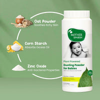 Mother Sparsh Plant Powered Dusting Powder For Babies - 330g | Talc Free Baby Powder With Corn Starch & Oat Powder