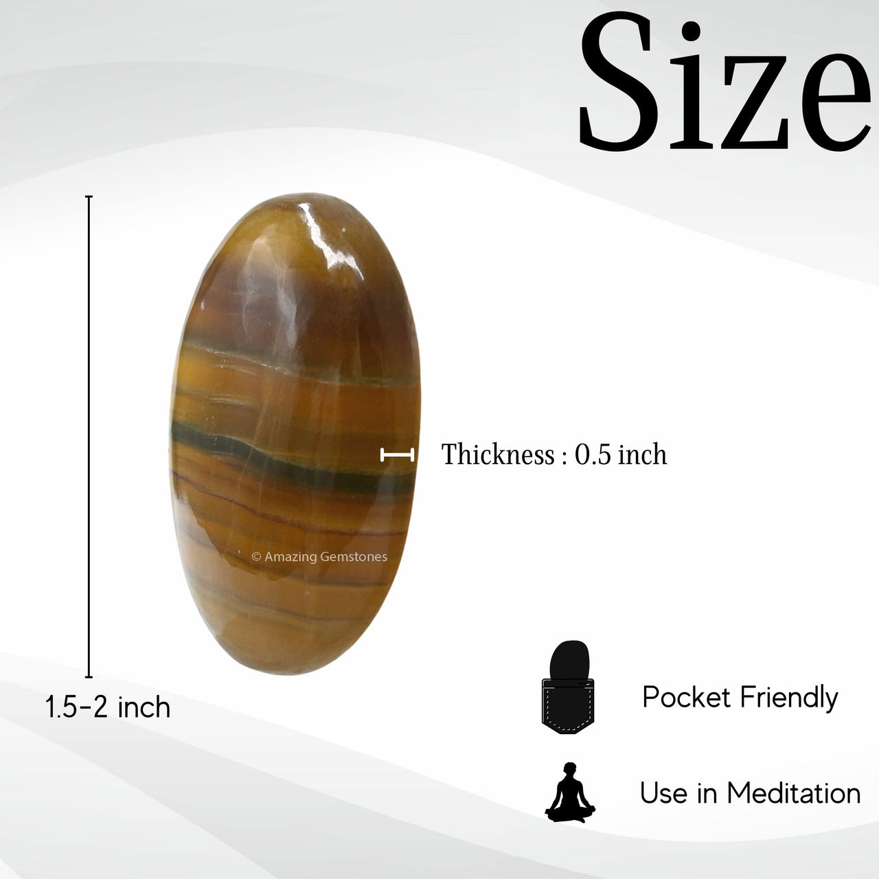 Amazing Gemstone Fluorite Palm Stone - Pocket Massage Worry Stone for Natural Body Chakra Balancing, Reiki Healing and Crystal Grid (Fluorite)