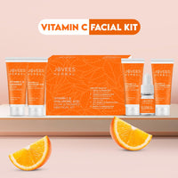 Jovees Herbal Vitamin C & Hyaluronic Acid Glow & Radiance Mini Facial Kit For Brighter & Glowing Skin | Kit For Improves Uneven Skin Tone, Fines Lines & Dullness 53g (Multiple use)