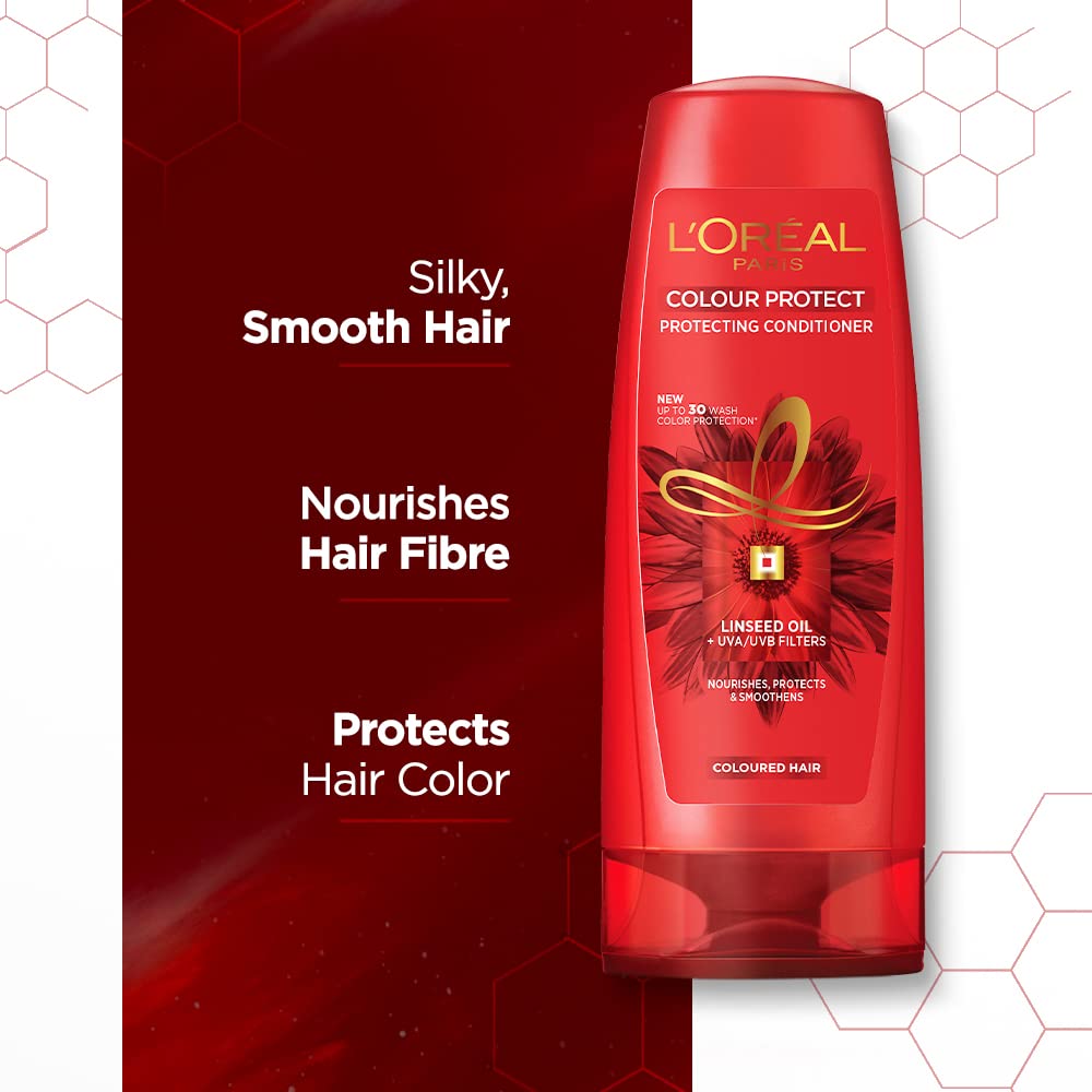 L'Oréal Paris Conditioner For Colour-treated Hair, Colour Protect, 192.5ml & L'Oreal Paris Conditioner, For Damaged and Weak Hair, 192.5ml