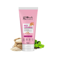 Globus Naturals Rice Ceramide Korean Velvety Skin Face Wash | Improves skin barrier| Ayurvedic Preparation| Paraben Free, Gentle & Mild| Suitable For All Skin Types, 75 gm