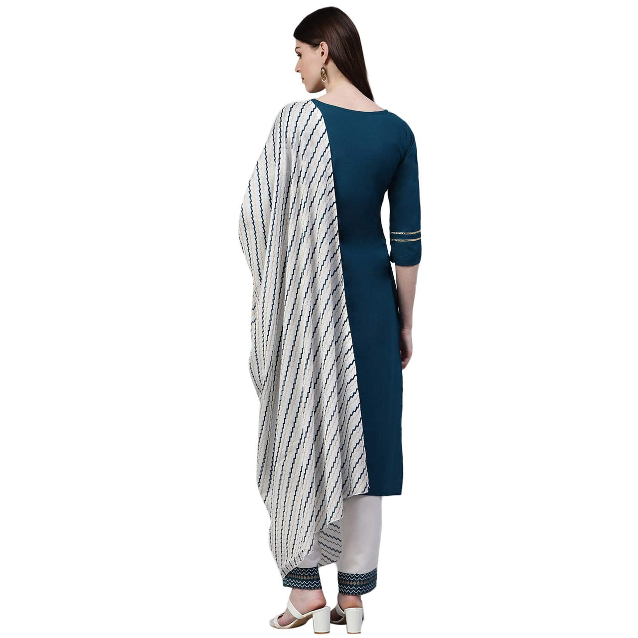 Stylum Women's  Printed Cotton Straight Kurta Pant Dupatta Set