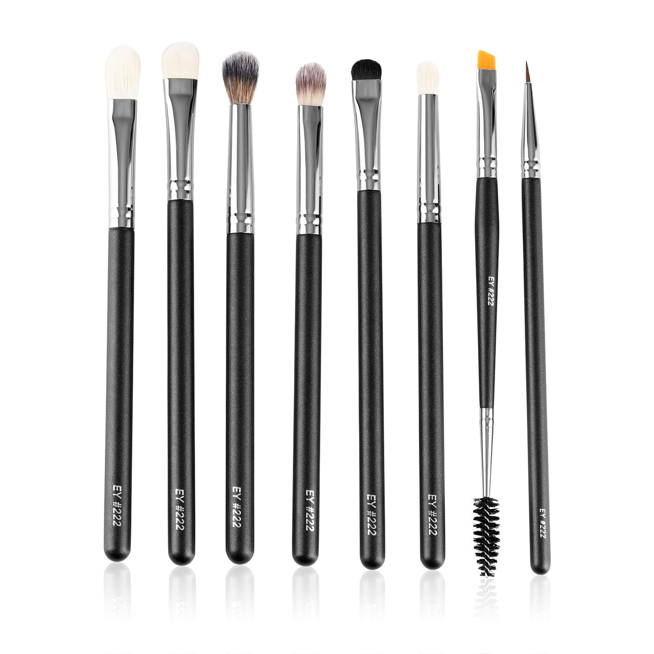 PAC Eye Series Synthetic Bristle Makeup Brush Set | Foundation, Blush, Eyeliner, Concealer, Eyeshadow Brushes with Makeup Brush Pouch | For Cream, Liquid And Powder Formulation - 8 Brushes