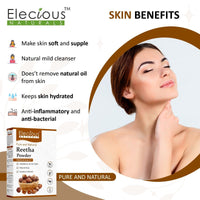Elecious Pure Reetha Powder for Hair (200 Grams) | Ideal for Hair, Face and Skin | Soapnut powder | 100% Pure and Natural, No Chemcial, No Preservative.