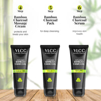 VLCC Activated Bamboo Charcoal Facial Kit with FREE Rose Water Toner - 300g + 100ml | Anti-Blemish Skin Purifying | At Home Facial Kit | Anti-Acne Facial with Activated Bamboo Charcoal