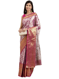 Pandadi Saree Women's  Arasi Soft Tissue Banarasi Silk Dharmavaram Pattu Saree With Unstiched Blouse Piece