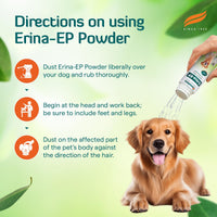 Himalaya Erina-EP Powder for Dogs and Cats | Neem & Eucalyptus Formula | Controls Ticks & Fleas | Soothes Skin Irritation |150 g