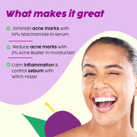 PLIX - THE PLANT FIX Niacinamide Jamun Moisturizer and Serum Combo(30 gm + 30ml), Helps Reduce Pimples with 2% Acne Buster, For Oily and Acne Prone Skin, With Witch Hazel & Jamun Extract