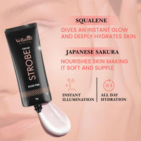 ellasio Strobe Cream - Blush Pink | Face Illuminator & Primer with Hyaluronic Acid, Squalene & Japanese Sakura | Dewy Glow, Hydration, Non-Comedogenic for All Skin Types - 30g
