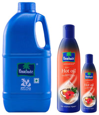 Parachute 100% Pure Coconut Oil, 1 L (Pet Jar) & Advansed Ayurvedic Hot Oil, Warming Coconut Hair Oil, Frizz Free Hair, 400ml With Free 90ml