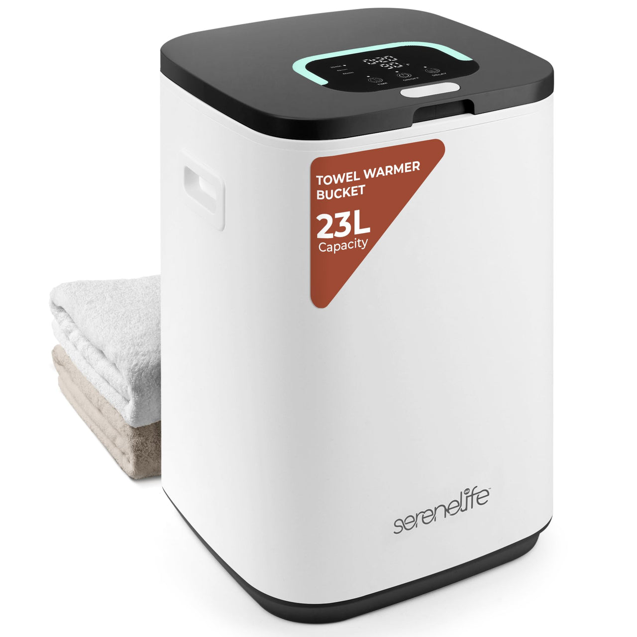 SereneLife Towel Warmers for Bathroom, 23L Luxury Heater, Blanket Warmer Bucket, LED Display, Up to 24 Hours Delay, 3 Heating Modes and Child Lock for Oversize Bathrobes PJ's  and More (Pink) Pink